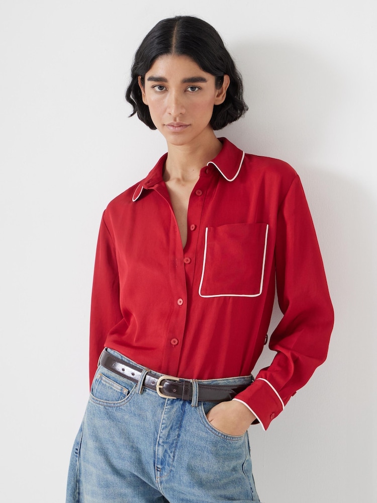 Rojo - Hush Kinsey Long Sleeve Piping Detailed Shirt - Imagen 2 de 6 Rojo - Hush Kinsey Long Sleeve Piping Detailed Shirt - Imagen 2 de 6