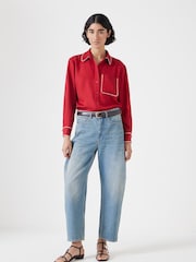 Hush Red Kinsey Long Sleeve Piping Detailed Shirt - Image 3 of 5