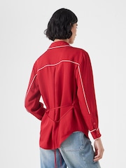 Hush Red Kinsey Long Sleeve Piping Detailed Shirt - Image 4 of 5