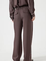 Hush Brown Piping Detail Wide Leg Trousers - Image 2 of 5
