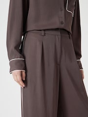 Hush Brown Piping Detail Wide Leg Trousers - Image 4 of 5