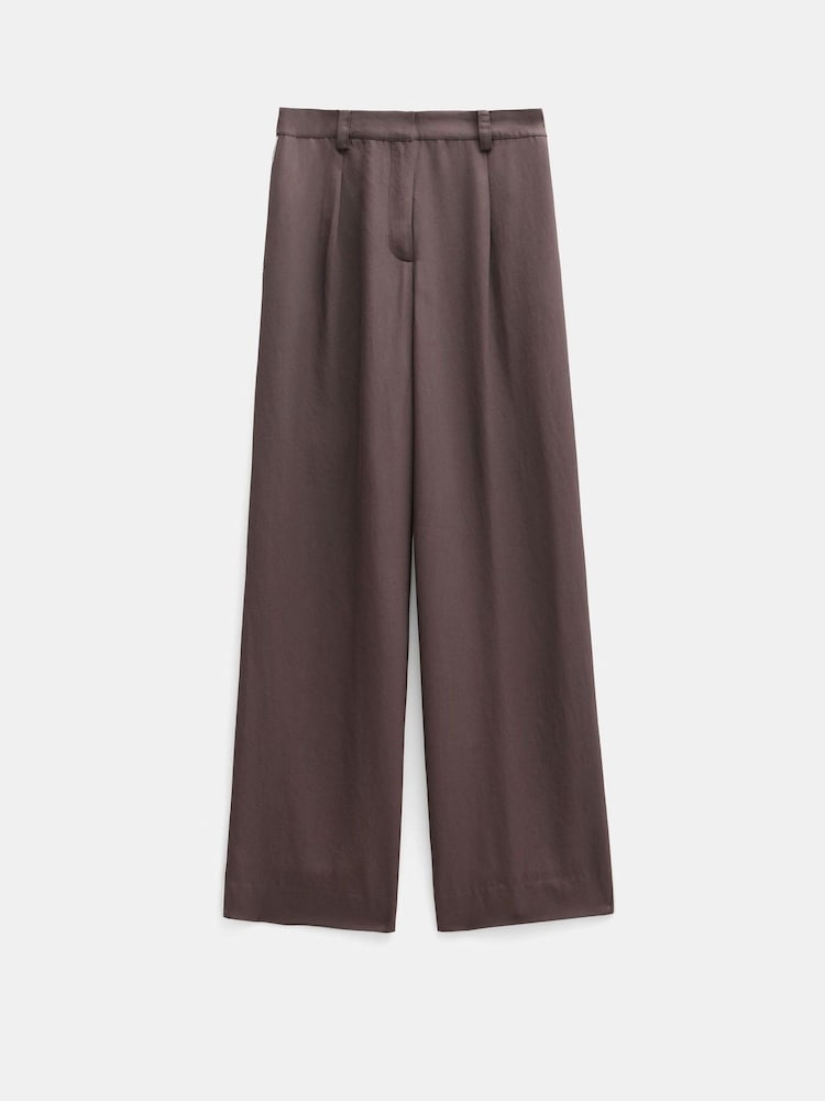 Hush Brown Piping Detail Wide Leg Trousers - Image 5 of 5