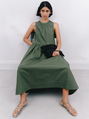 Hush Green Sleeveless Crew Neck Maxi 100% Cotton Dress - Image 1 of 5