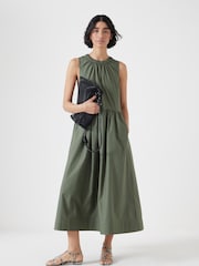 Hush Green Sleeveless Crew Neck Maxi 100% Cotton Dress - Image 2 of 5