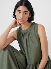 Hush Green Sleeveless Crew Neck Maxi 100% Cotton Dress - Image 3 of 5