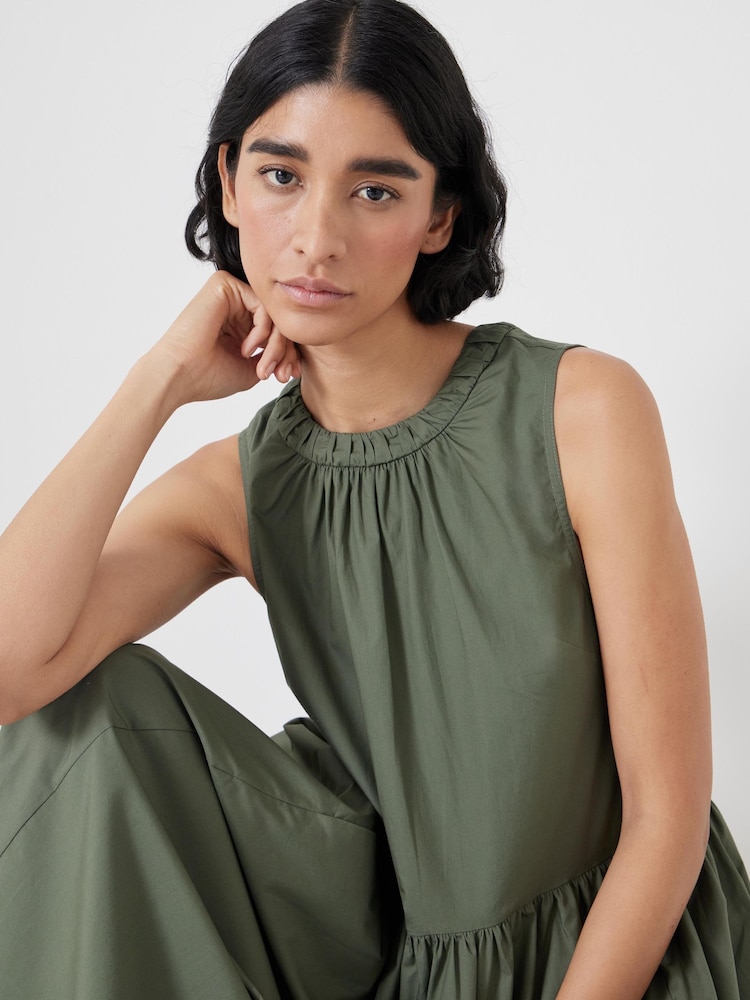 Hush Green Sleeveless Crew Neck Maxi 100% Cotton Dress - Image 3 of 6