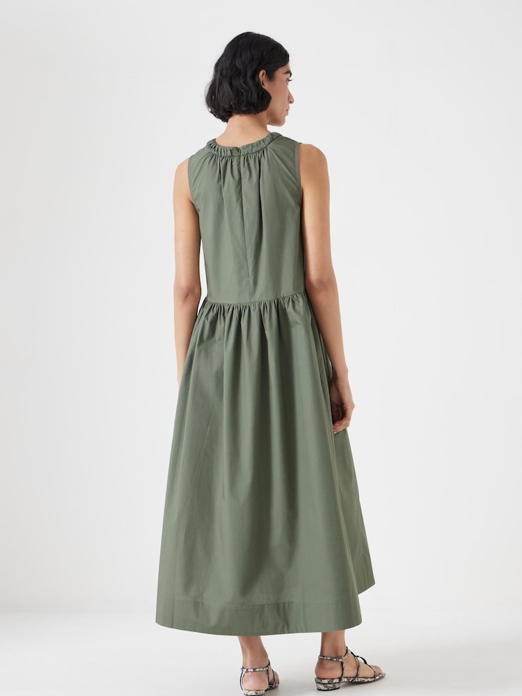 Hush Green Sleeveless Crew Neck Maxi 100% Cotton Dress - Image 4 of 6