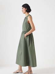 Hush Green Sleeveless Crew Neck Maxi 100% Cotton Dress - Image 5 of 5
