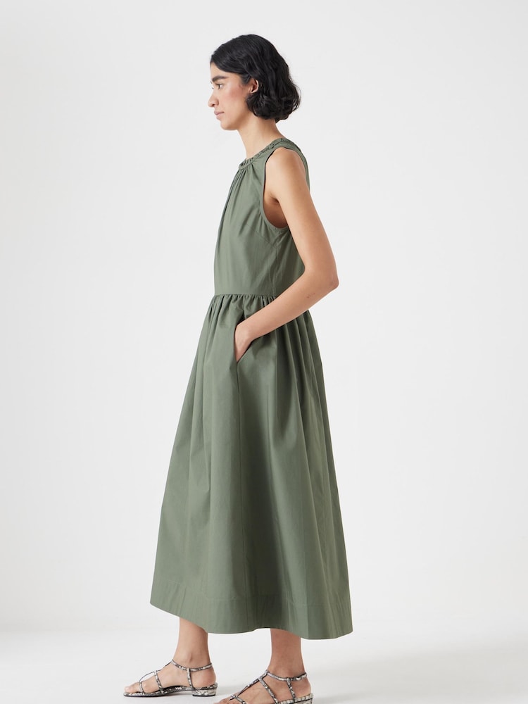 Hush Green Sleeveless Crew Neck Maxi 100% Cotton Dress - Image 5 of 5