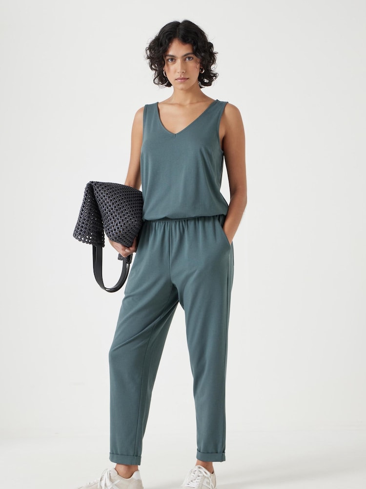 Hush Green Cropped Jersey Jumpsuit - Image 1 of 6