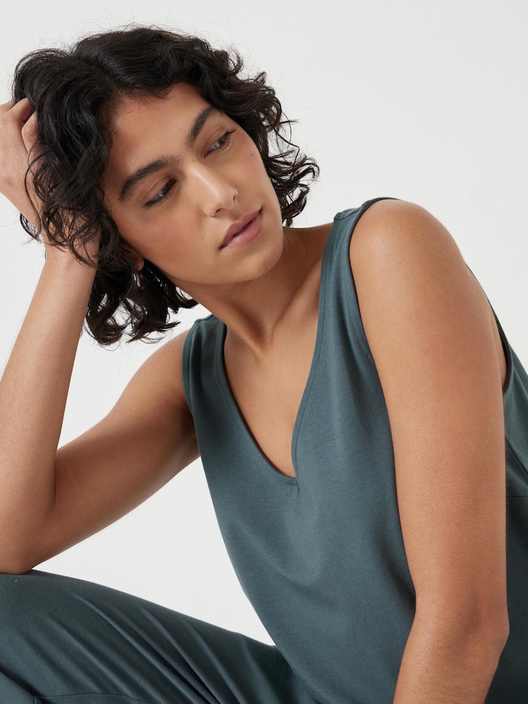 Hush Green Cropped Jersey Jumpsuit - Image 3 of 6