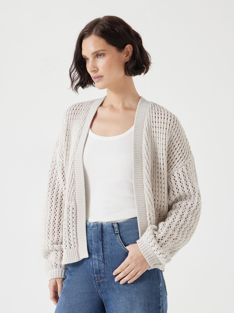 Hush Cream Knitted Edge to Edge Stitch Cardigan - Image 1 of 5