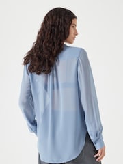 Hush Blue Sky Long Sleeve Ruffle Sheer Shirt - Image 4 of 5