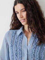 Hush Blue Sky Long Sleeve Ruffle Sheer Shirt - Image 5 of 5