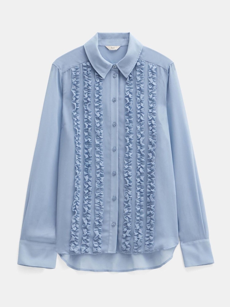 Hush Blue Sky Long Sleeve Ruffle Sheer Shirt - Image 6 of 6