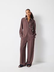Hush Brown Kinsey Long Sleeve Piping Detailed Shirt - Image 1 of 6