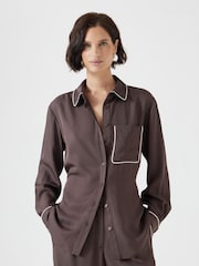 Hush Brown Kinsey Long Sleeve Piping Detailed Shirt - Image 2 of 6