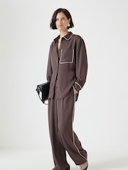 Hush Brown Kinsey Long Sleeve Piping Detailed Shirt - Image 3 of 6