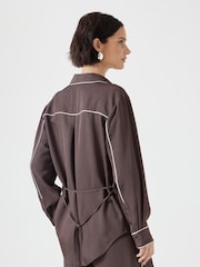 Hush Brown Kinsey Long Sleeve Piping Detailed Shirt - Image 4 of 6