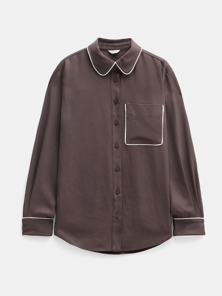 Hush Brown Kinsey Long Sleeve Piping Detailed Shirt - Image 6 of 6