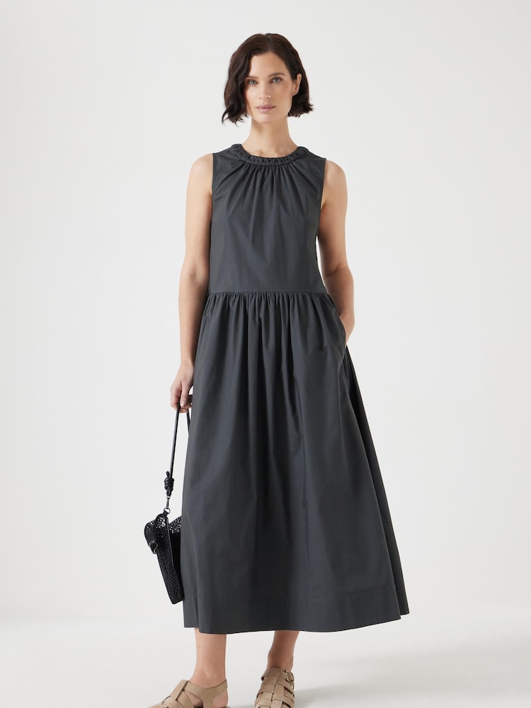 Hush Black Sleeveless Crew Neck Maxi 100% Cotton Dress - Image 1 of 5