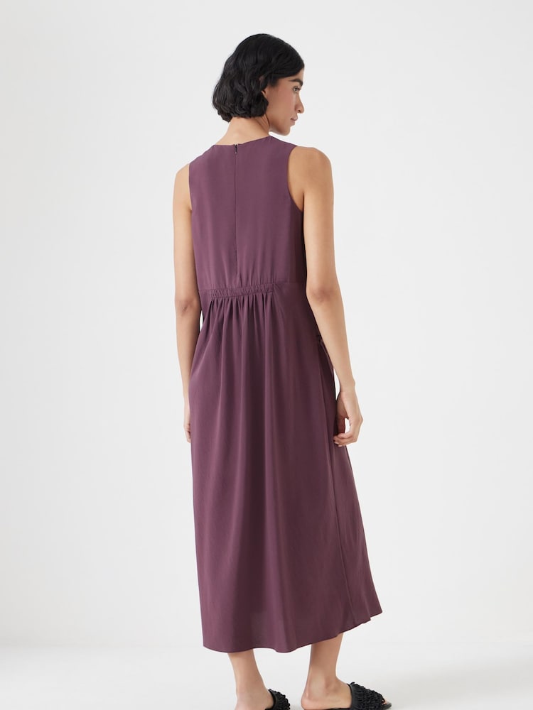 Hush Brown Sleeveless Gathered Waist Midi Dress - Image 2 of 5