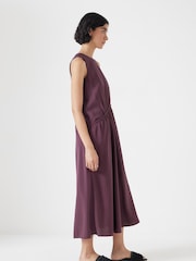 Hush Brown Sleeveless Gathered Waist Midi Dress - Image 3 of 5