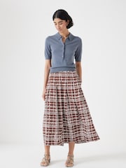 Hush Brown Pleated Satin Midi Twill Skirt - Image 3 of 6