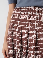 Hush Brown Pleated Satin Midi Twill Skirt - Image 4 of 6
