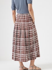 Hush Brown Pleated Satin Midi Twill Skirt - Image 5 of 6