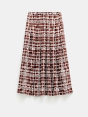 Hush Brown Pleated Satin Midi Twill Skirt - Image 6 of 6