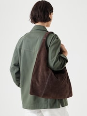 Hush Brown Suede Hobo Tote Bag - Image 5 of 5