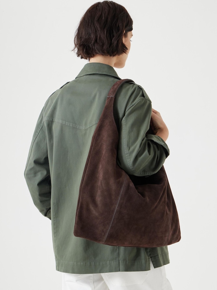 Hush Brown Suede Hobo Tote Bag - Image 5 of 5