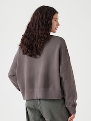Hush Brown Oversized 100% Cotton Micaela Cropped Sweatshirt - Image 2 of 5