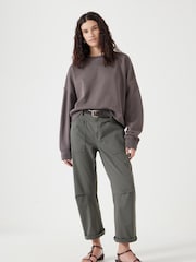 Hush Brown Oversized 100% Cotton Micaela Cropped Sweatshirt - Image 3 of 5