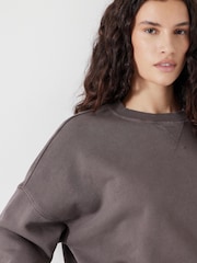 Hush Brown Oversized 100% Cotton Micaela Cropped Sweatshirt - Image 4 of 5