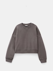 Hush Brown Oversized 100% Cotton Micaela Cropped Sweatshirt - Image 5 of 5