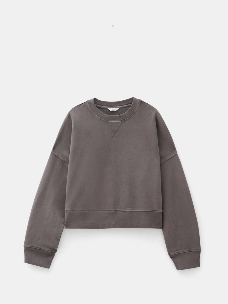 Hush Brown Oversized 100% Cotton Micaela Cropped Sweatshirt - Image 5 of 5