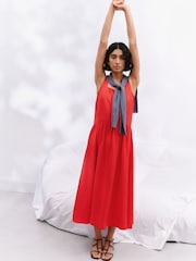 Hush Red Square Neckline Midi Ballerina Dress - Image 1 of 6