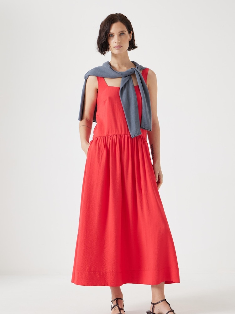 Hush Red Square Neckline Midi Ballerina Dress - Image 2 of 6