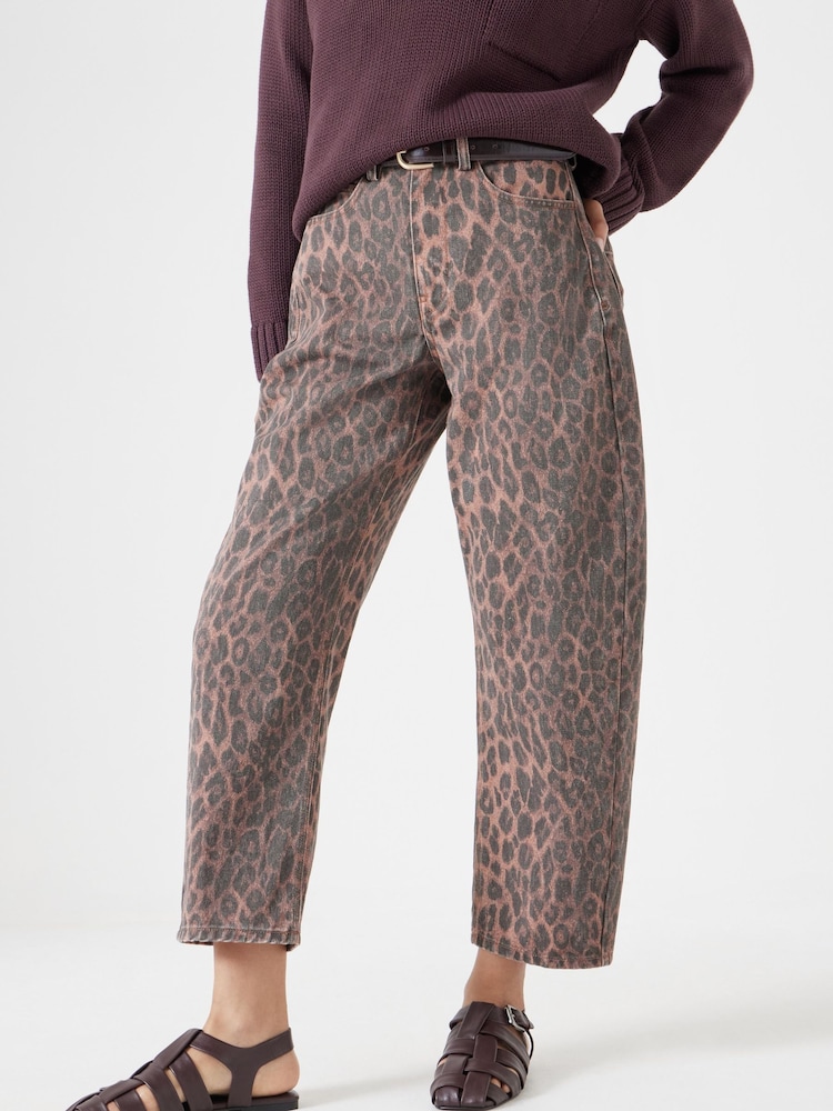 Hush Animal Leopard Print 100% Cotton Barrel Leg Jeans - Image 2 of 5