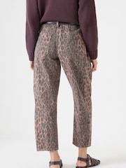 Hush Animal Leopard Print 100% Cotton Barrel Leg Jeans - Image 3 of 5