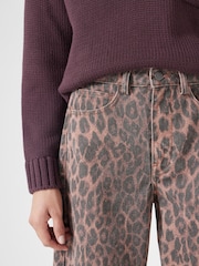 Hush Animal Leopard Print 100% Cotton Barrel Leg Jeans - Image 4 of 5