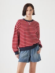Hush Red Luca Stripe Heavyweight 100% Cotton Sweatshirt - Image 1 of 5