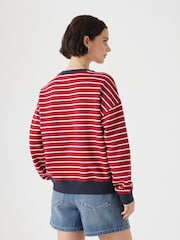 Hush Red Luca Stripe Heavyweight 100% Cotton Sweatshirt - Image 3 of 5