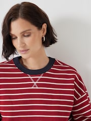 Hush Red Luca Stripe Heavyweight 100% Cotton Sweatshirt - Image 4 of 5