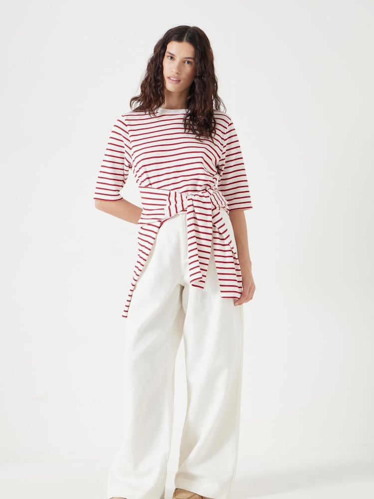 Blanco - Hush Sora Striped Relaxed 100% Cotton T-Shirt - Imagen 2 de 5 Blanco - Hush Sora Striped Relaxed 100% Cotton T-Shirt - Imagen 2 de 5