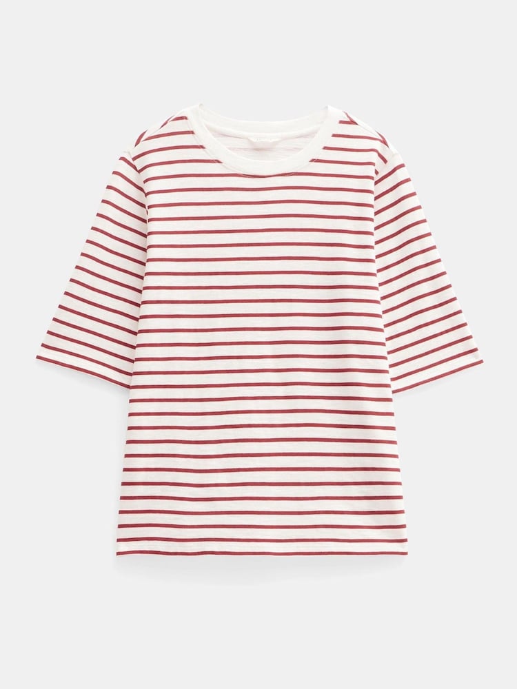 Blanco - Hush Sora Striped Relaxed 100% Cotton T-Shirt - Imagen 5 de 5 Blanco - Hush Sora Striped Relaxed 100% Cotton T-Shirt - Imagen 5 de 5