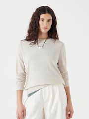 Hush Cream Fine Knit Wool Blend Jumper - Image 1 of 5