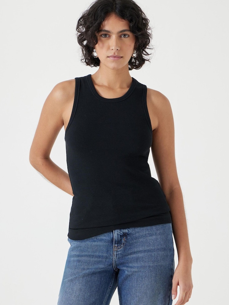 Hush Black High Neck Ribbed Vest - Image 1 of 5
